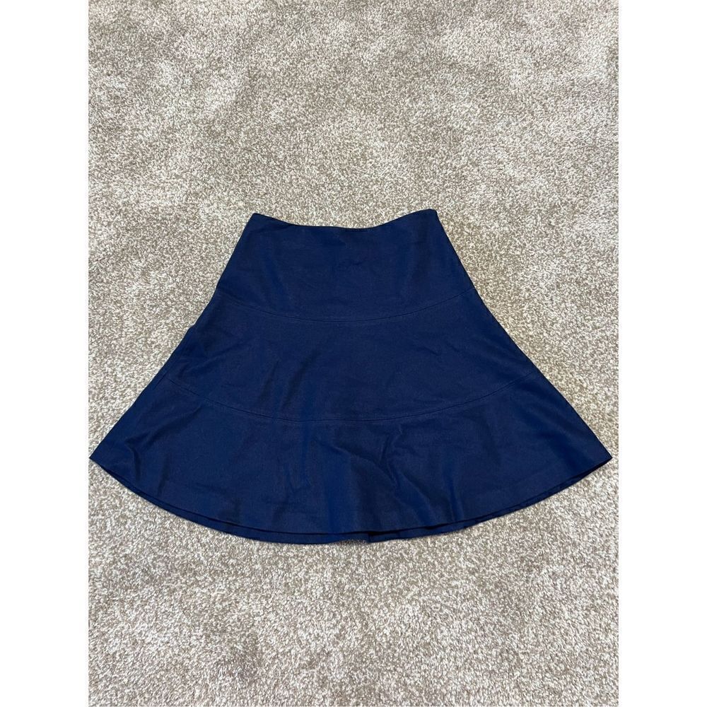 Boden women navy blue mini skirt wool blend side zip size 2